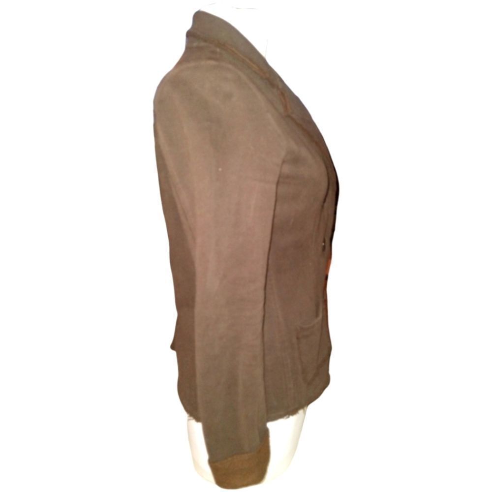 Gap Brown Distressed Button Down Collared Fleece … - image 2